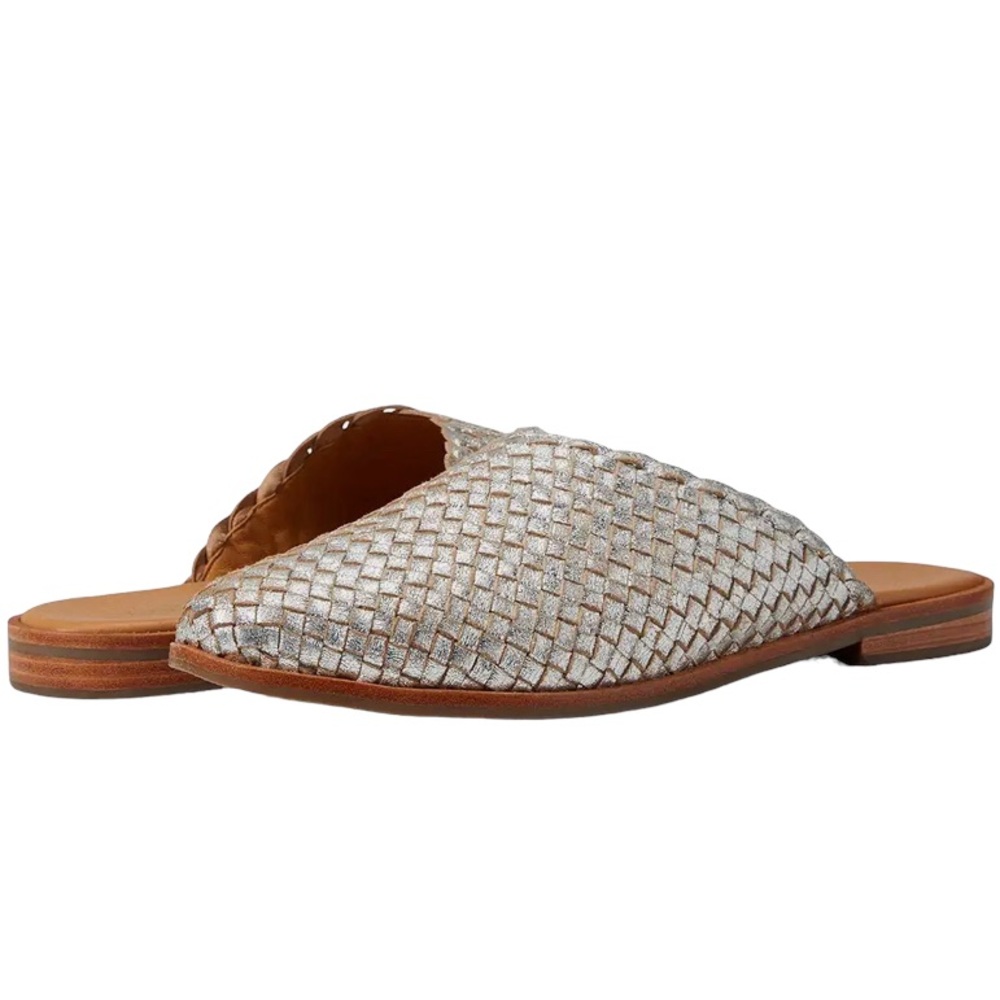 Seychelles Silver and Tan Woven Mules